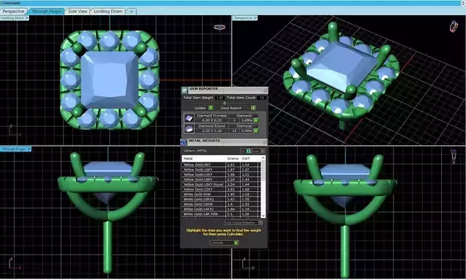Square Shaped Pendant With Gem 6