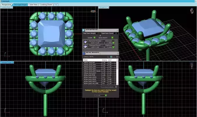 Square Shaped Pendant With Gem 7