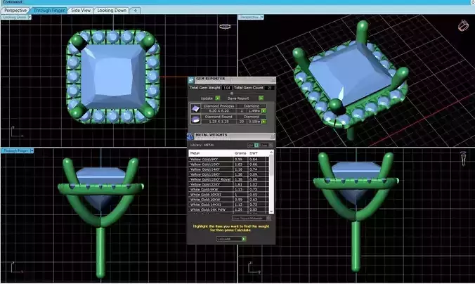 Square Shaped Pendant With Gem 8