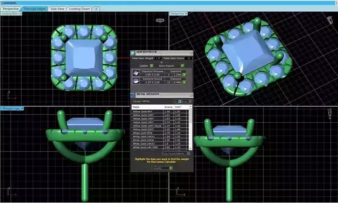 Square Shaped Pendant With Gem 9