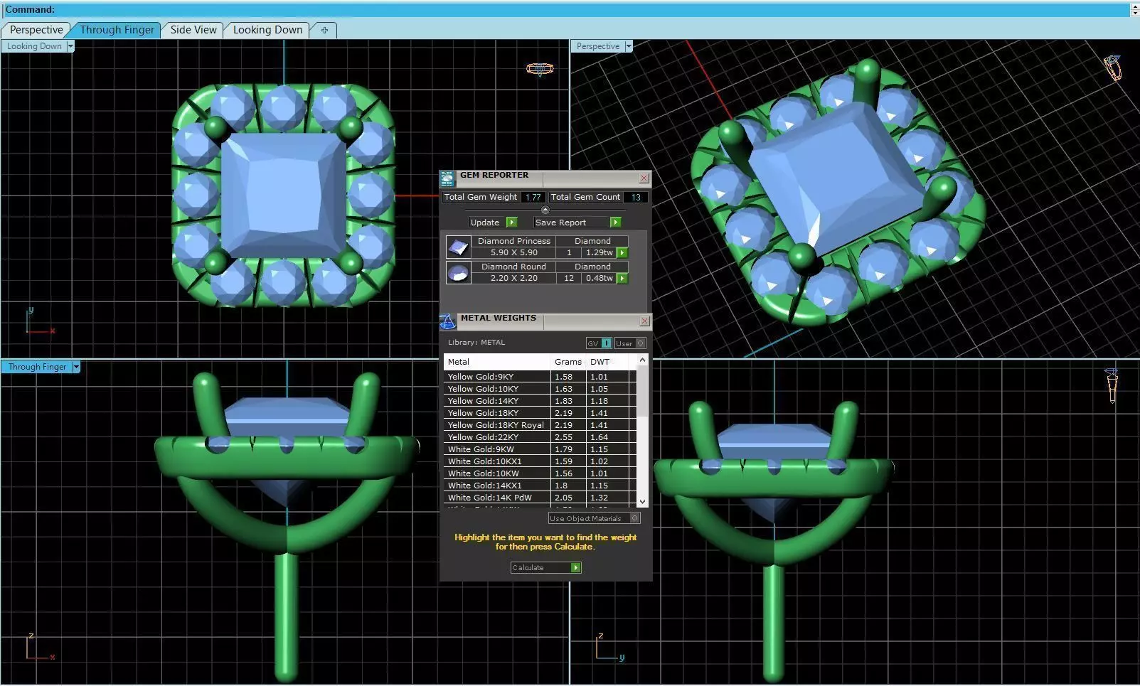 Square Shaped Pendant With Gem 9 3D print model_0