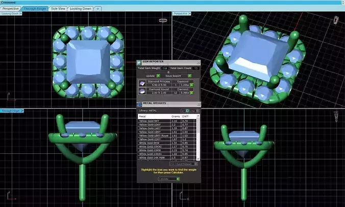 Square Shaped Pendant With Gem 10