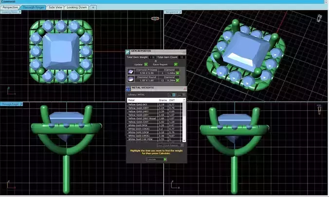 Square Shaped Pendant With Gem 13