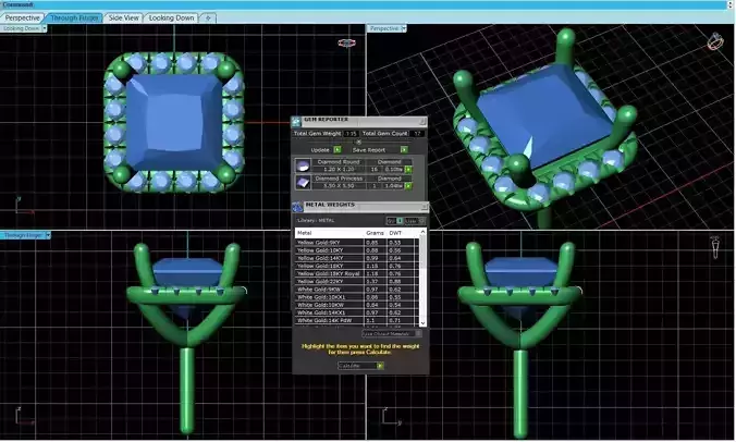 Square Shaped Pendant With Gem 14
