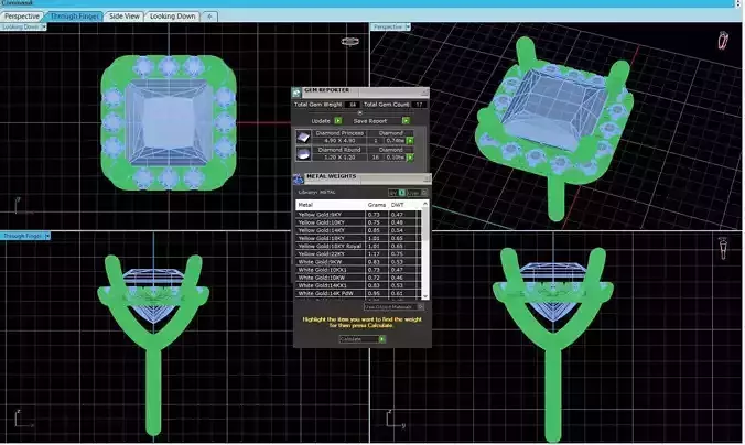 Square Shaped Pendant With Gem 17