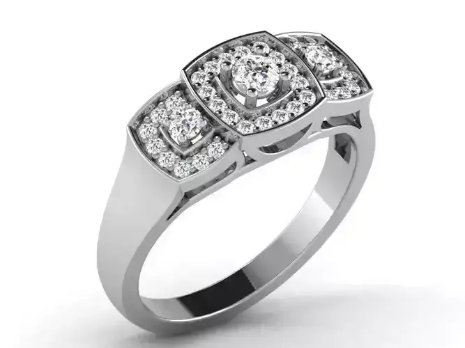 Silver Halo Engagement Ring With Diamonds 6