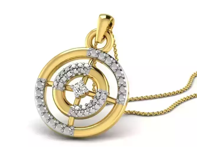 Round Shaped Golden Pendant With Diamonds 6