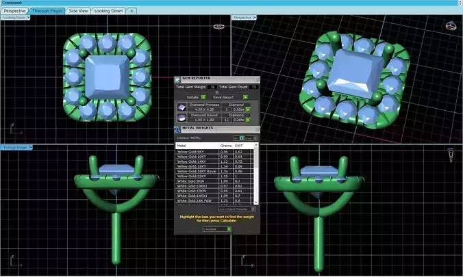Square Shaped Pendant With Gem 19