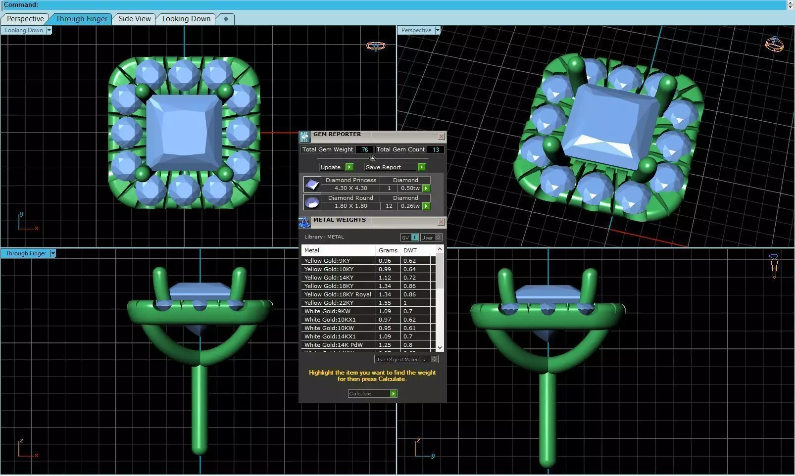 Square Shaped Pendant With Gem 19 3D print model_0