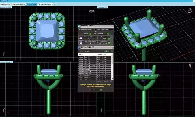 Square Shaped Pendant With Gem 20
