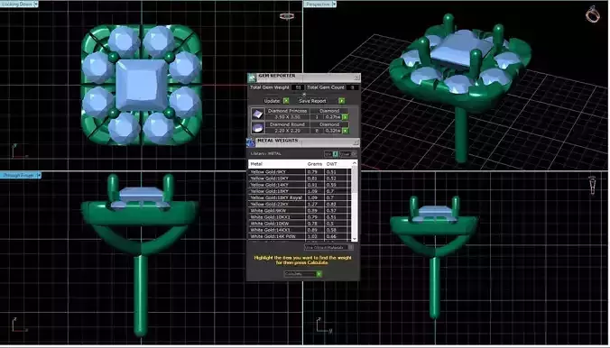 Square Shaped Pendant With Gem 21