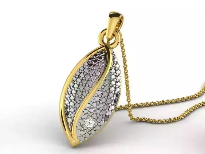 Boat Shaped Golden Pendant With Diamonds 3D print model