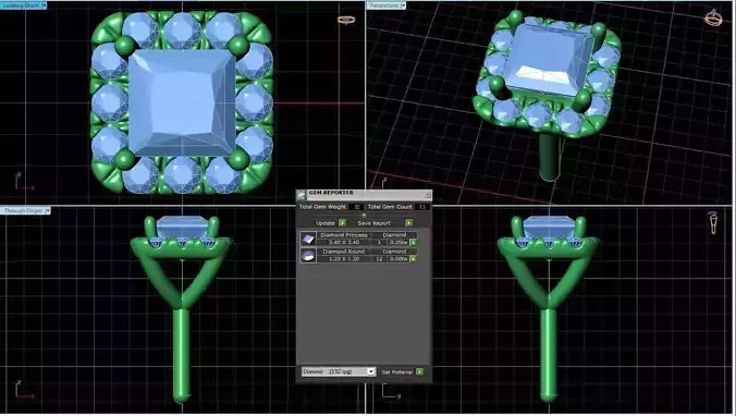 Square Shaped Pendant With Gem 23