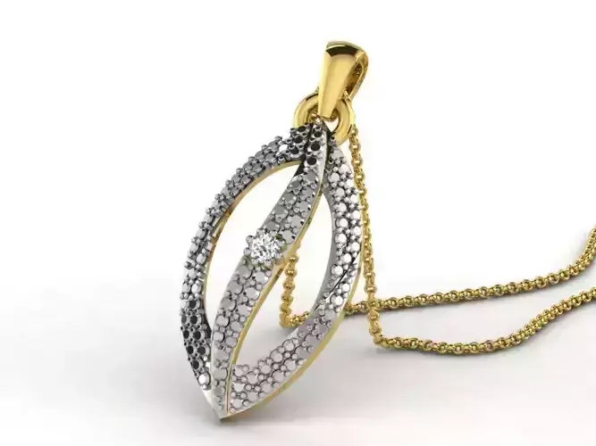 Boat Shaped Golden Pendant With Diamonds 1 3D print model
