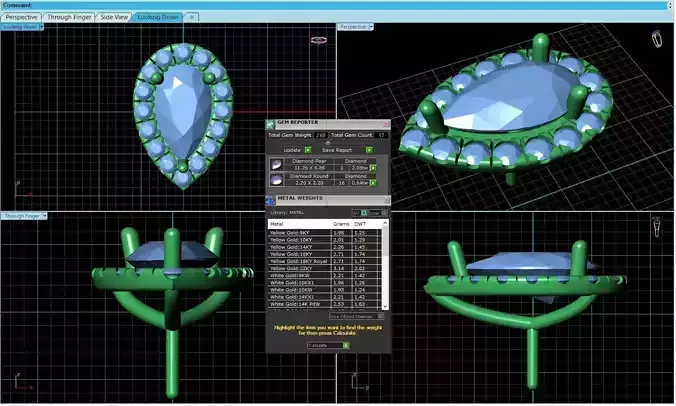 Drop Shaped Pendant With Gem