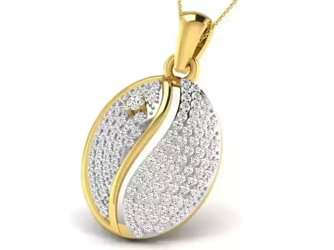 Oval Shaped Golden Pendant With Diamonds 8