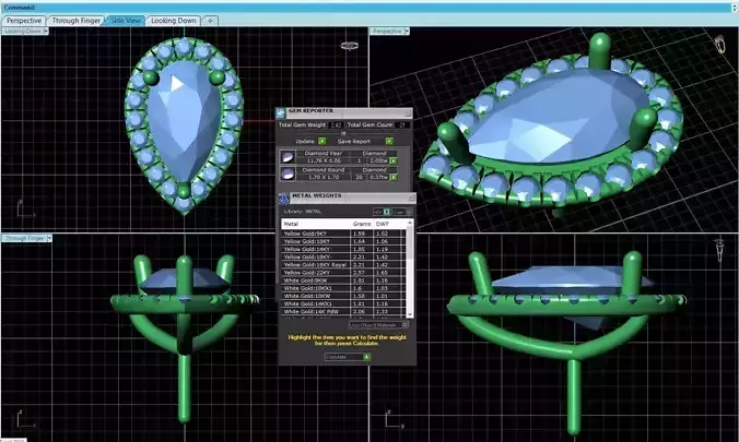 Drop Shaped Pendant With Gem 1