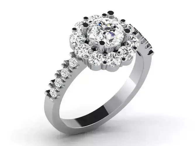 Flower Shaped Side Stone Ring With Diamonds 3