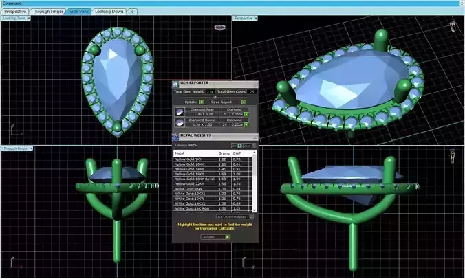 Drop Shaped Pendant With Gem 2