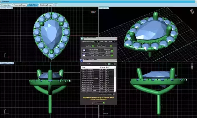 Drop Shaped Pendant With Gem 3