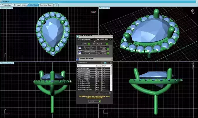 Drop Shaped Pendant With Gem 4