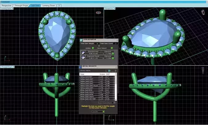 Drop Shaped Pendant With Gem 5
