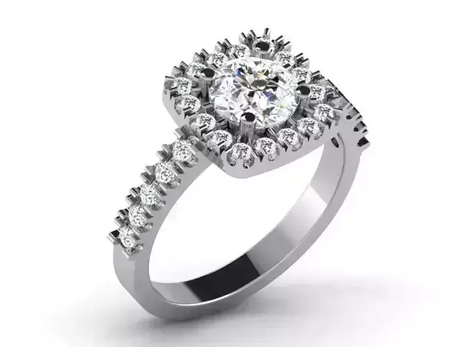 Square Halo Side Stone Ring With Diamonds 1