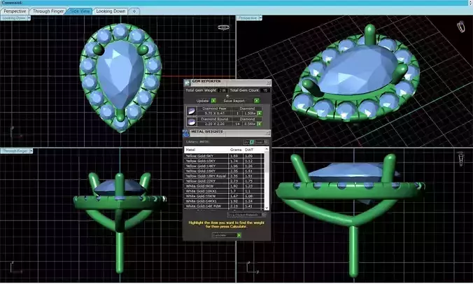 Drop Shaped Pendant With Gem 6