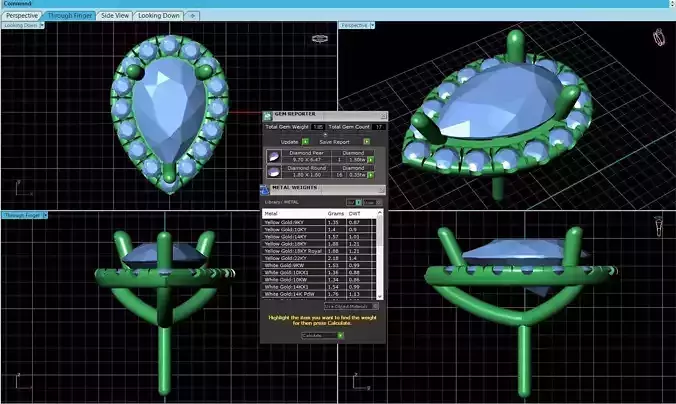 Drop Shaped Pendant With Gem 7