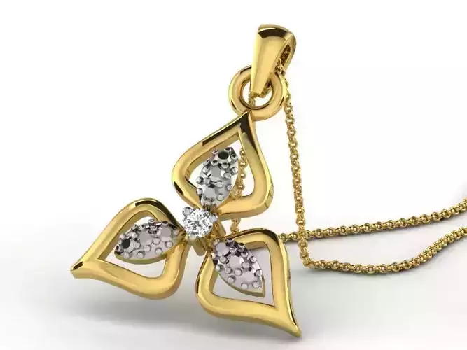 Flower Shaped Golden Pendant With Diamonds 8