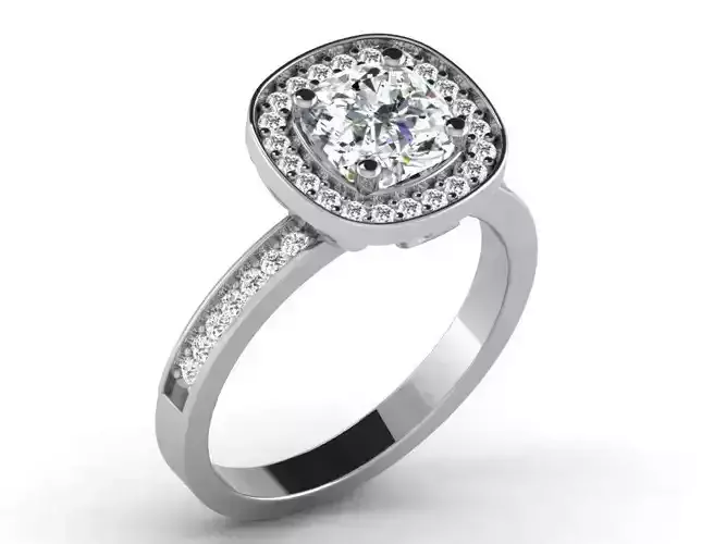 Square Halo Side Stone Ring With Diamonds 3