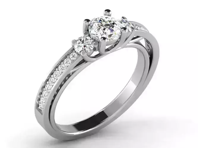 Silver Side Stone Ring With Diamonds 8