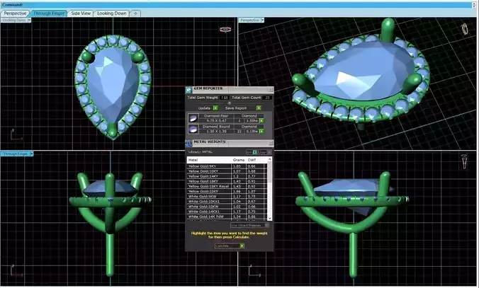 Drop Shaped Pendant With Gem 8