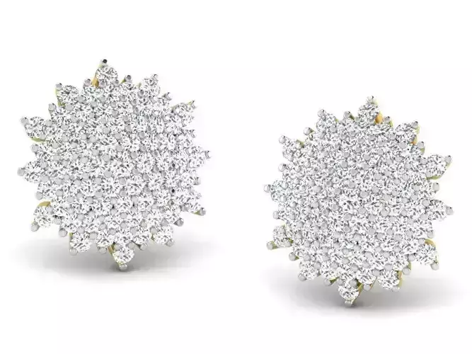 Round Shaped Ear Studs With Diamonds 1