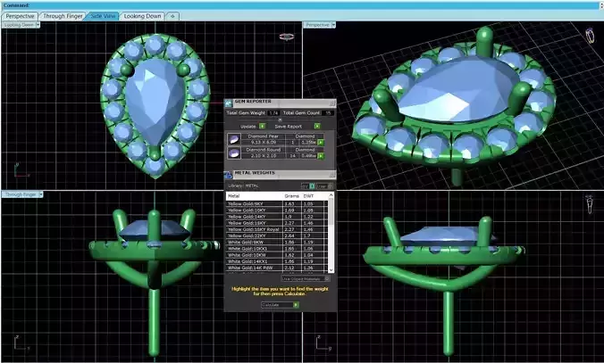 Drop Shaped Pendant With Gem 9