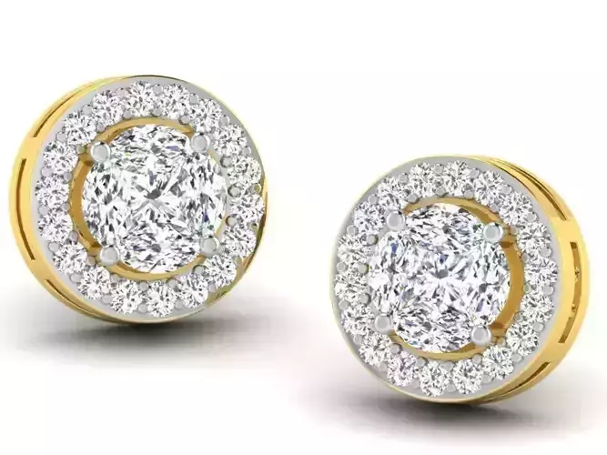 Round Shaped Ear Studs With Diamonds 2
