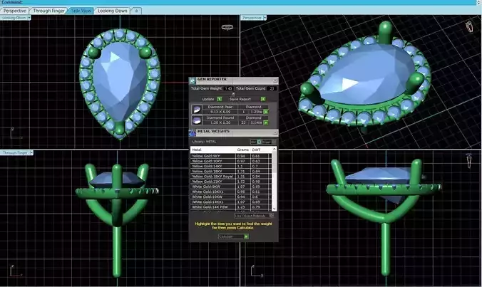 Drop Shaped Pendant With Gem 11