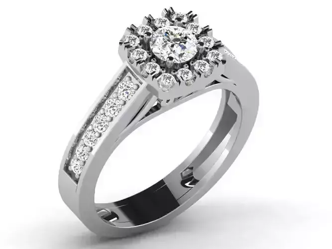 Square Halo Side Stone Ring With Diamonds 4