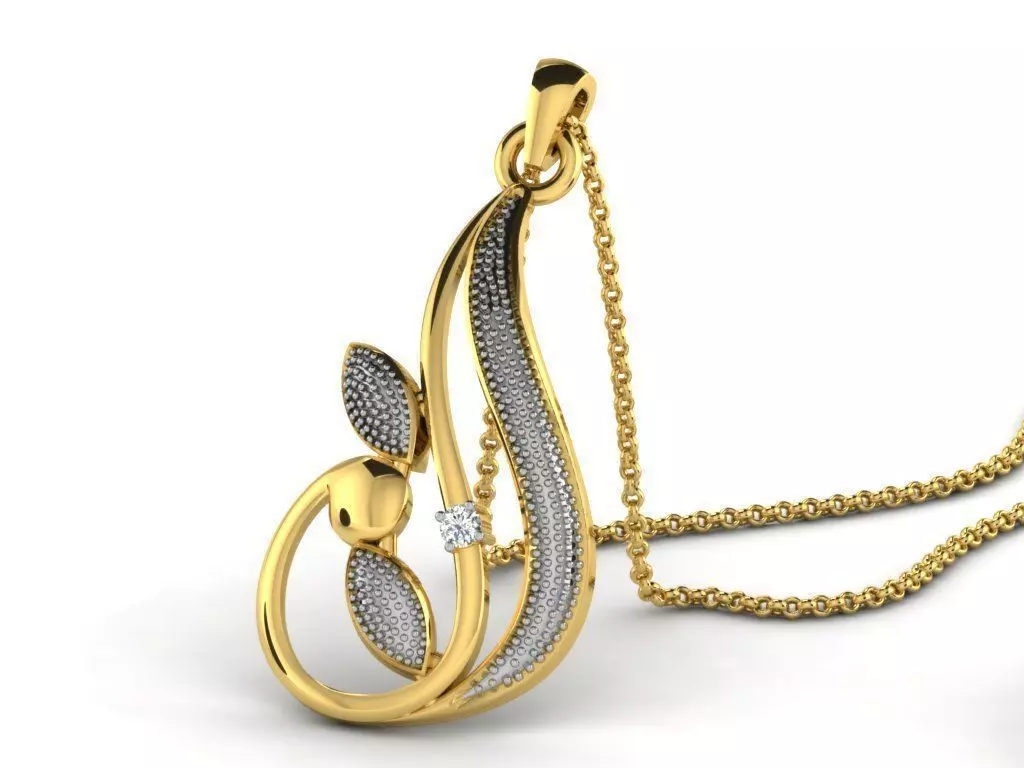 Golden Pendant With Diamonds 36 3D print model_0