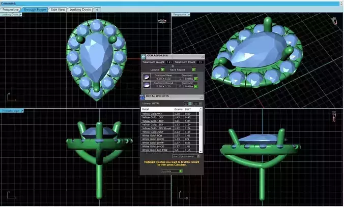 Drop Shaped Pendant With Gem 12
