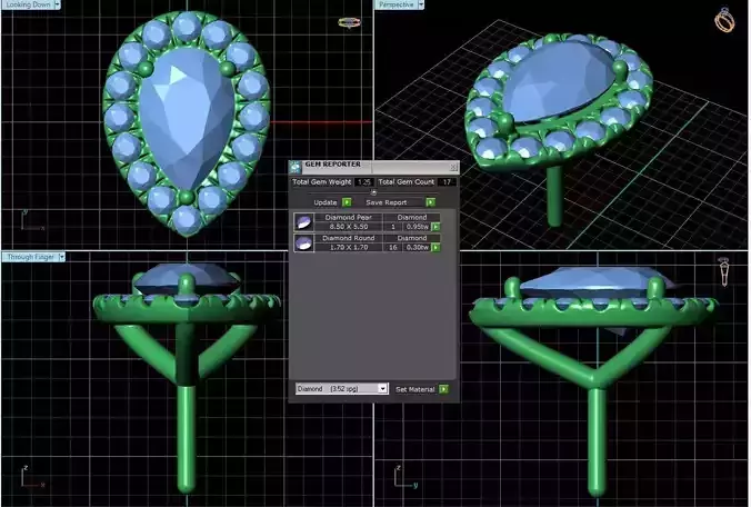 Drop Shaped Pendant With Gem 13