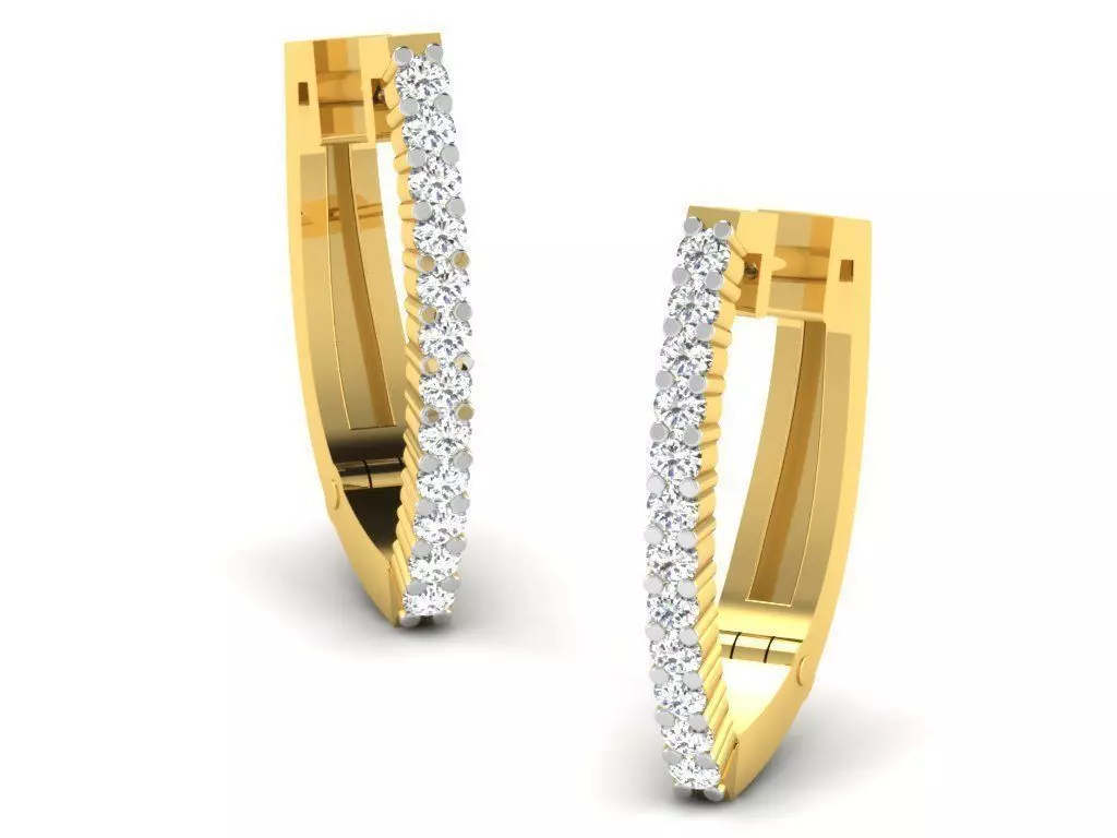 Golden Earrings With Diamonds 26 3D print model