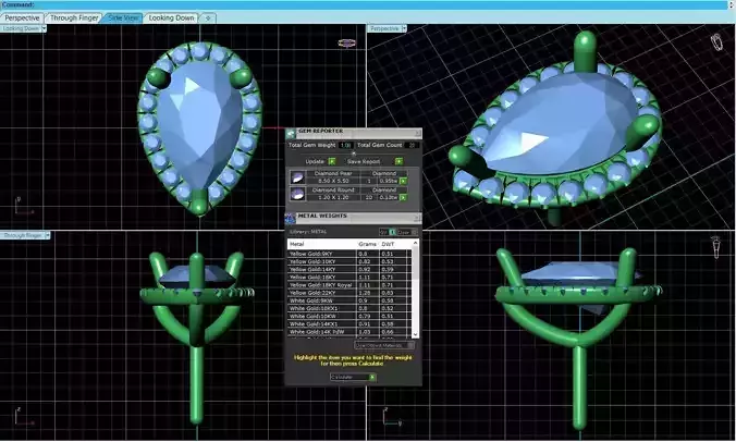 Drop Shaped Pendant With Gem 14