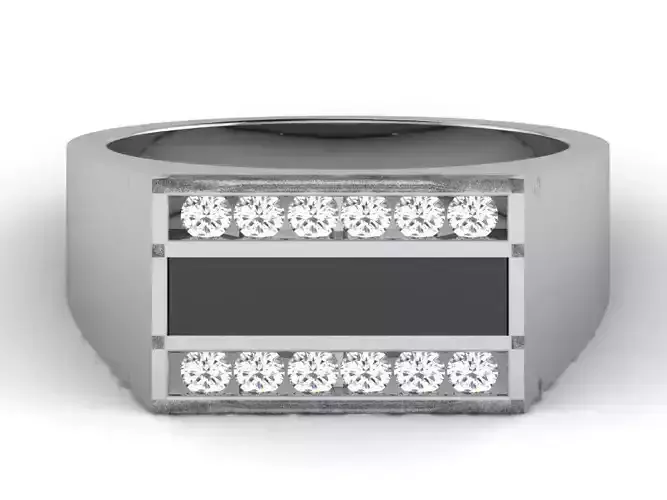 Rectangular Silver Ring With Diamonds 