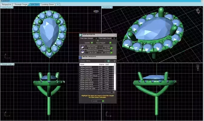 Drop Shaped Pendant With Gem 16