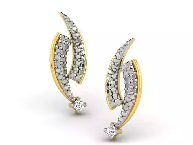 Golden Ear Studs With Diamonds  6