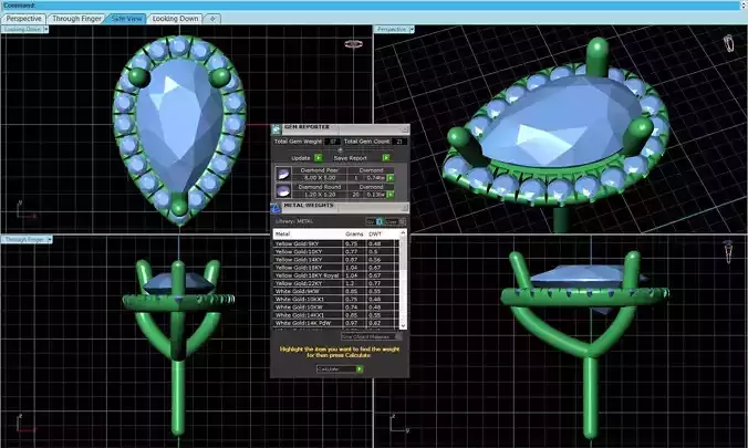 Drop Shaped Pendant With Gem 17