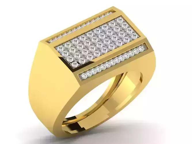 Golden Rectangle Shaped Ring with Diamonds