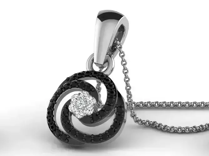 Flower Shaped Pendant With Gemstone 3D print model