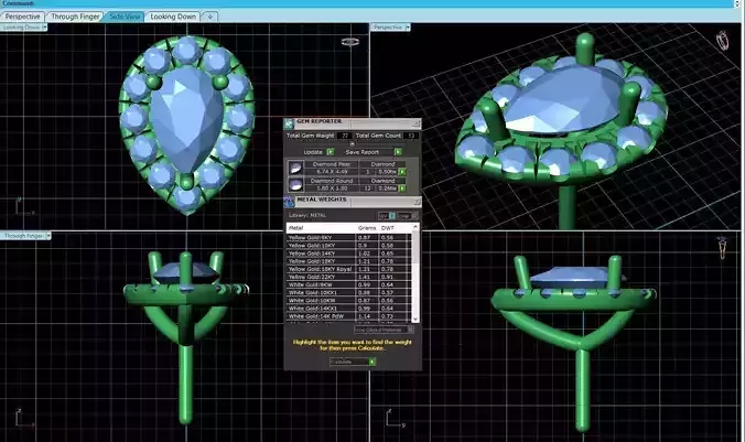 Drop Shaped Pendant With Gem 19